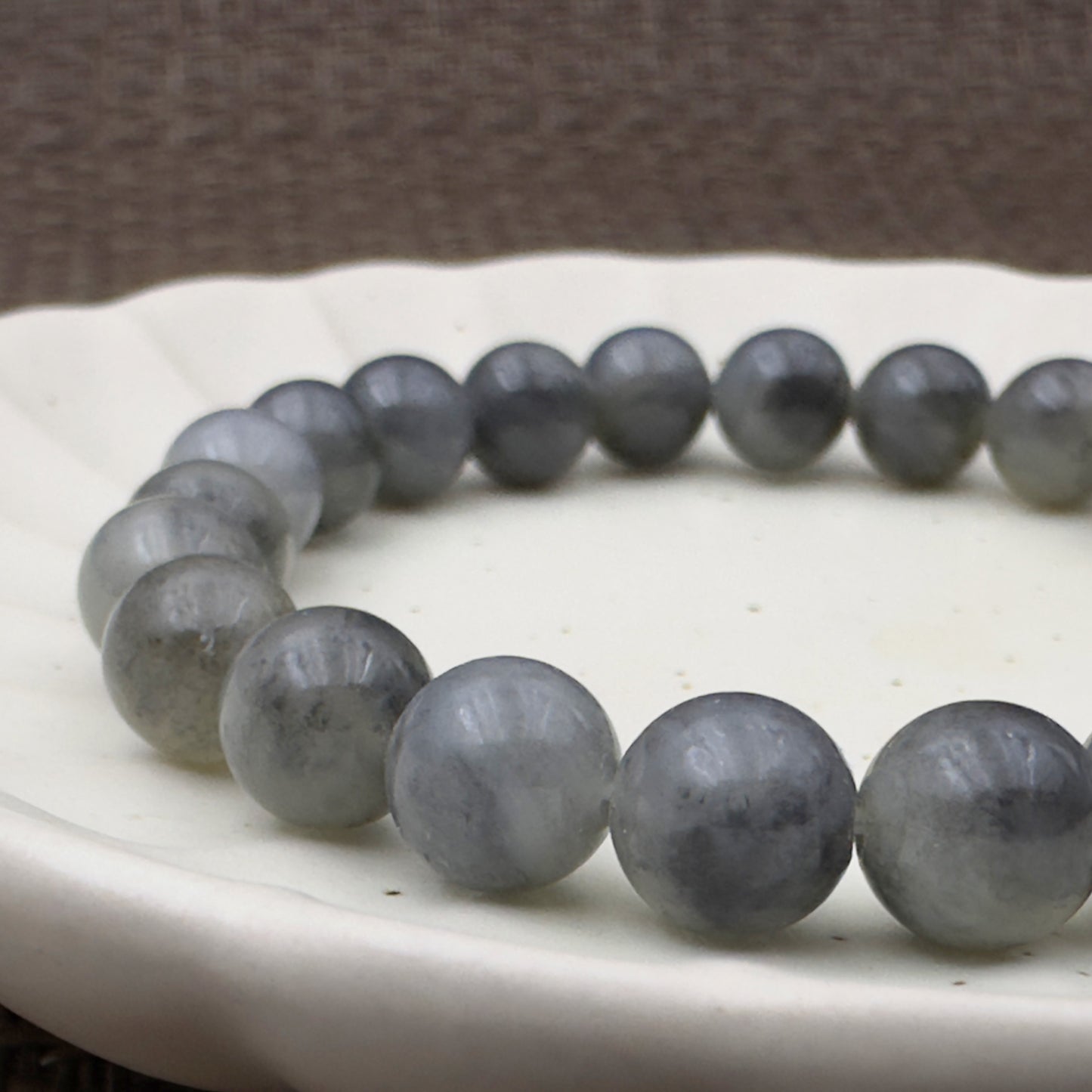 Premium Grade Diffused Ink Nephrite Beads Bracelet 8mm x 23 Beads
