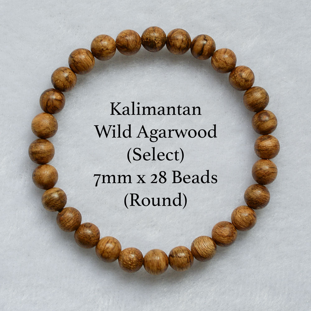 Wild Kalimantan Agarwood Round Bracelet (Select) 7mm x 28 Beads