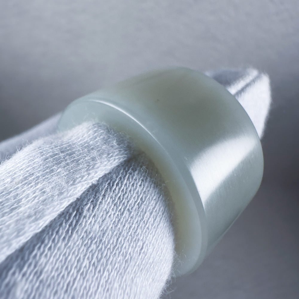 Hetian Qingbai Seed Nephrite Thumb Ring 21.1mm