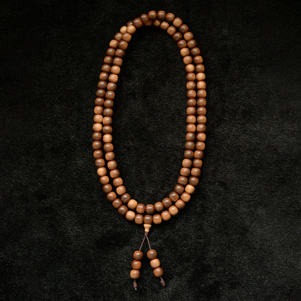 Shivamogga Black Meat Mysore Sandalwood Mala 8mm x 108 Drum Shape Beads (Heirloom Grade)