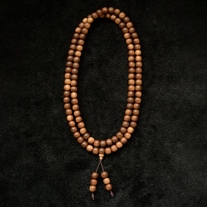Shivamogga Black Meat Mysore Sandalwood Mala 8mm x 108 Drum Shape Beads (Heirloom Grade)