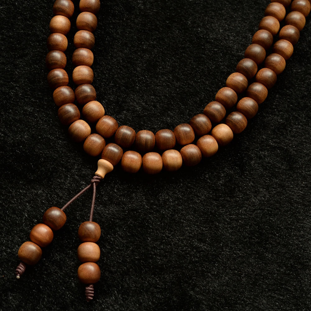 Shivamogga Black Meat Mysore Sandalwood Mala 8mm x 108 Drum Shape Beads (Heirloom Grade)