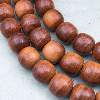 Sinking Black Meat Mysore Sandalwood Drum Shaped Mala 7.5 x 8mm x 108 beads