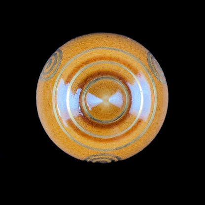 Kutani Style Kōgō — Wish Fulfilling Jewel with Gold Spiral Motif (Pre-loved)