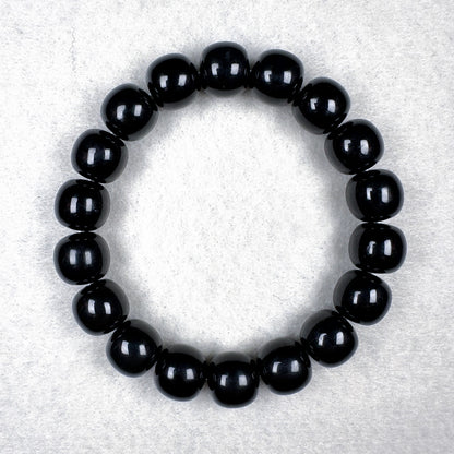 Black-green Nephrite Barrel Beads Bracelet 11.8 x 11.3mm x 18 Beads