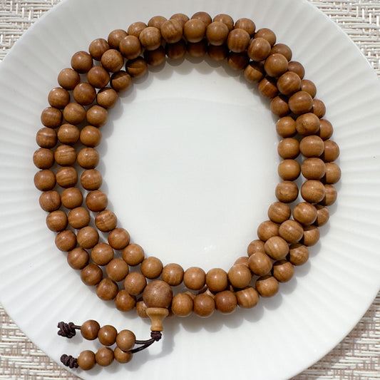 Heirloom Grade Figured Mysore Sandalwood 108 Round Beads 6mm