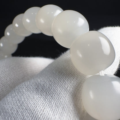 Yutian Chatoyant Nephrite Barrel Beads Bracelet 12 x 11.3mm x 18 Beads