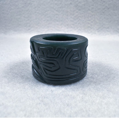 Taotie Motif Green Nephrite Thumb Ring 19.6mm