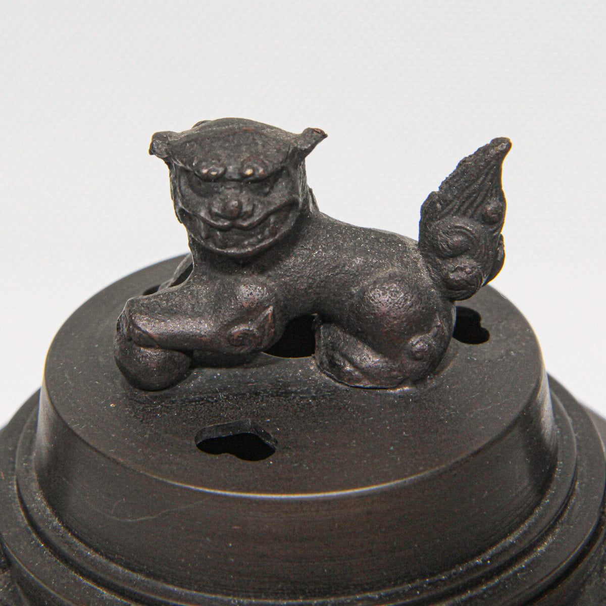 Hexagonal Bronze Kōro with Lion Finial
