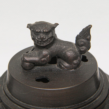 Hexagonal Bronze Kōro with Lion Finial