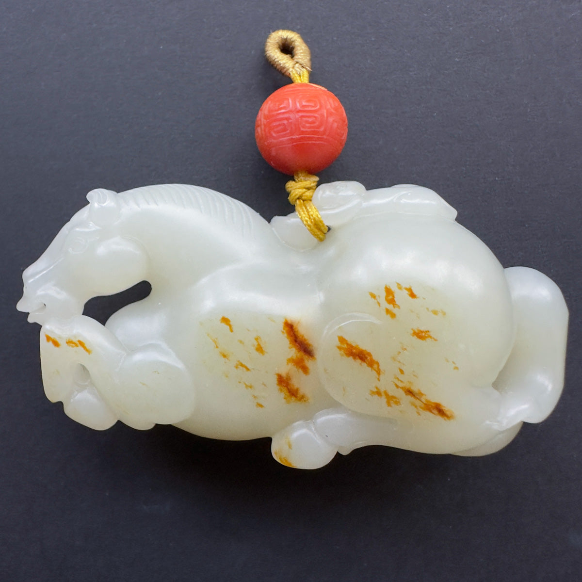 Horse and Monkey Nephrite Pendant 馬上封侯 和田玉籽料