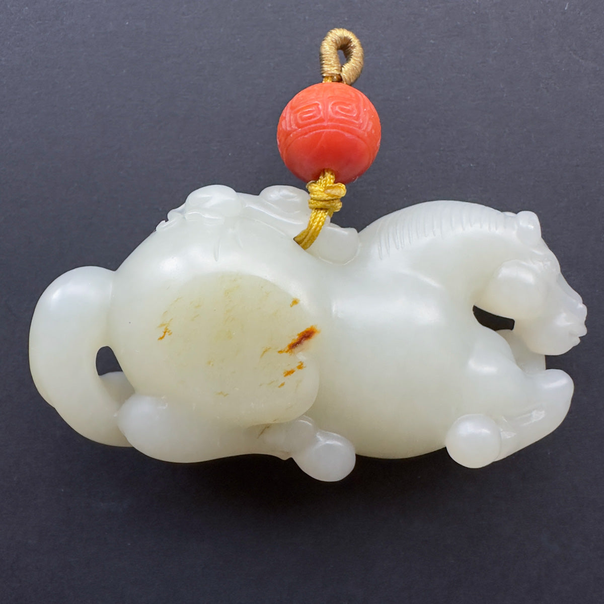Horse and Monkey Nephrite Pendant 馬上封侯 和田玉籽料