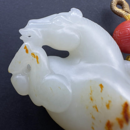 Horse and Monkey Nephrite Pendant 馬上封侯 和田玉籽料