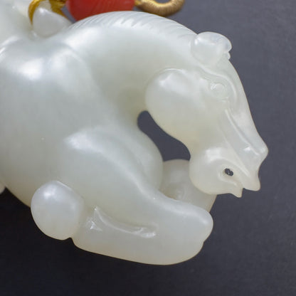 Horse and Monkey Nephrite Pendant 馬上封侯 和田玉籽料