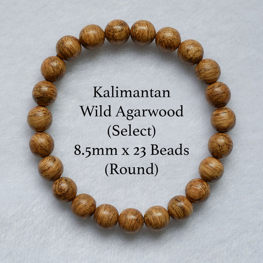 Wild Kalimantan Agarwood Round Bracelet (Select) 8.5mm x 23 Beads