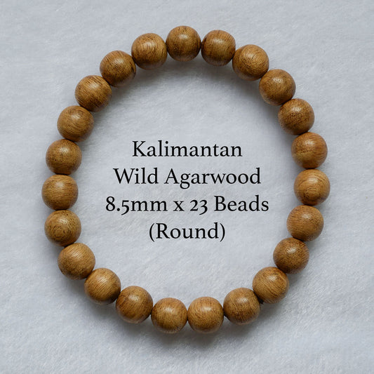 Wild Kalimantan Agarwood Round Bracelet 8.5mm x 23 Beads