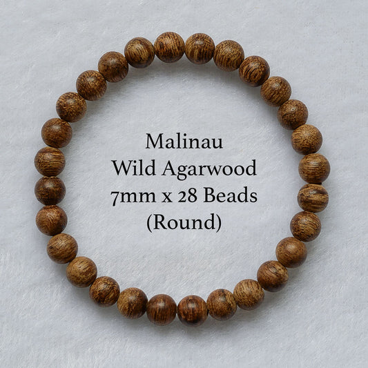 Wild Malinau Agarwood Round Bracelet 7mm x 28 Beads