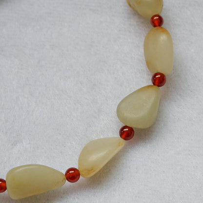 Khotan Nephrite Natural Pebble Beads Bracelet (12 Natural Pebble Beads)