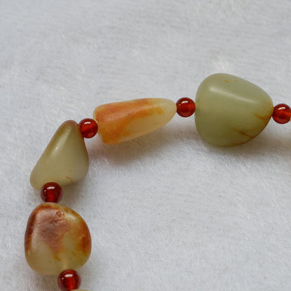 Khotan Nephrite Natural Pebble Beads Bracelet (12 Natural Pebble Beads)