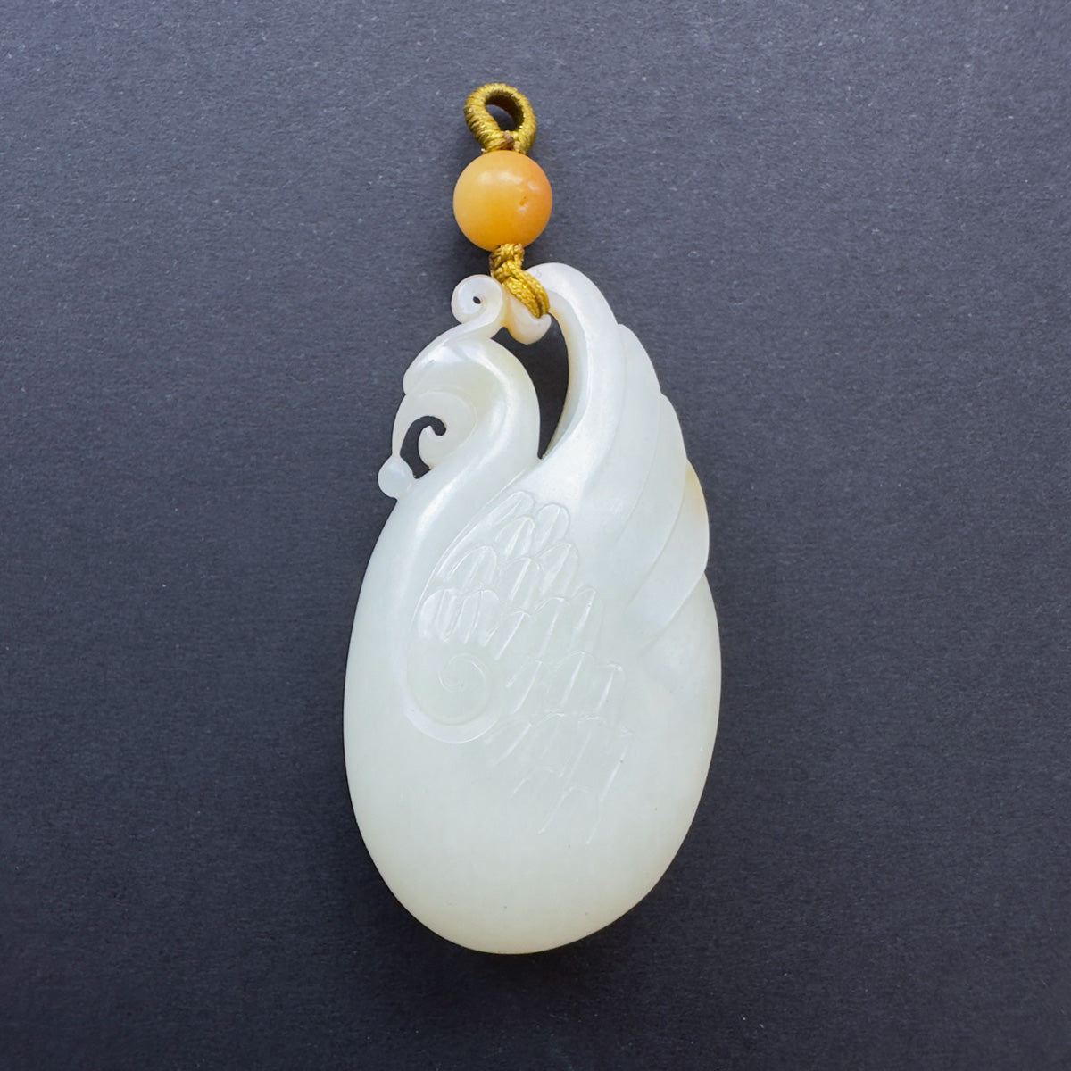 White Nephrite Phoenix Pendant 籽料凤凰