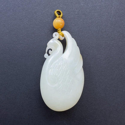 White Nephrite Phoenix Pendant 籽料凤凰
