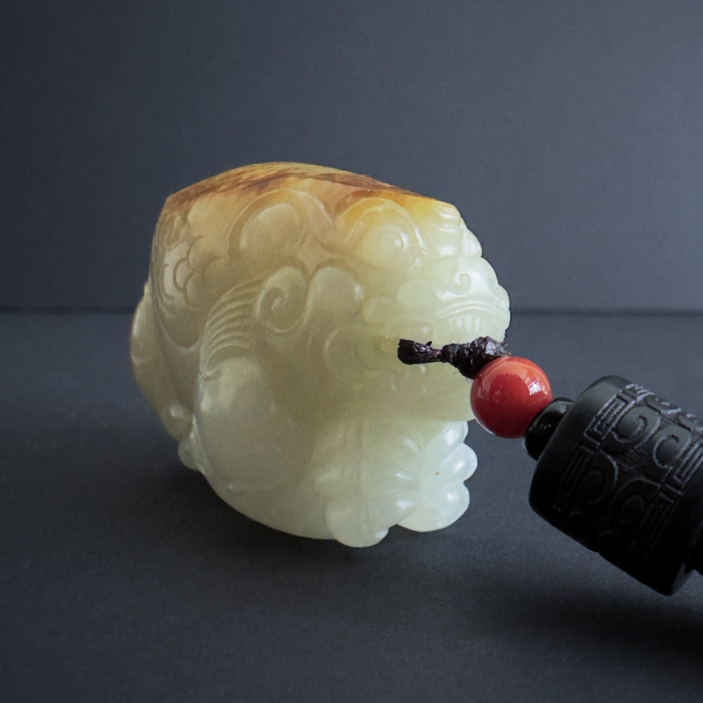 Premium Nephrite Pixiu  - Fortune’s Crimson Crest 鸿运当头
