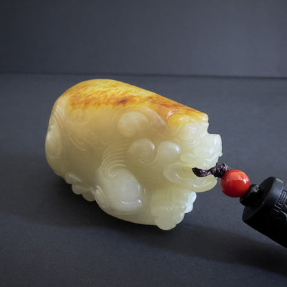 Premium Nephrite Pixiu  - Fortune’s Crimson Crest 鸿运当头