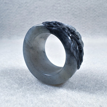 Qinghua Nephrite "Garuda" Thumb Ring 22.1mm