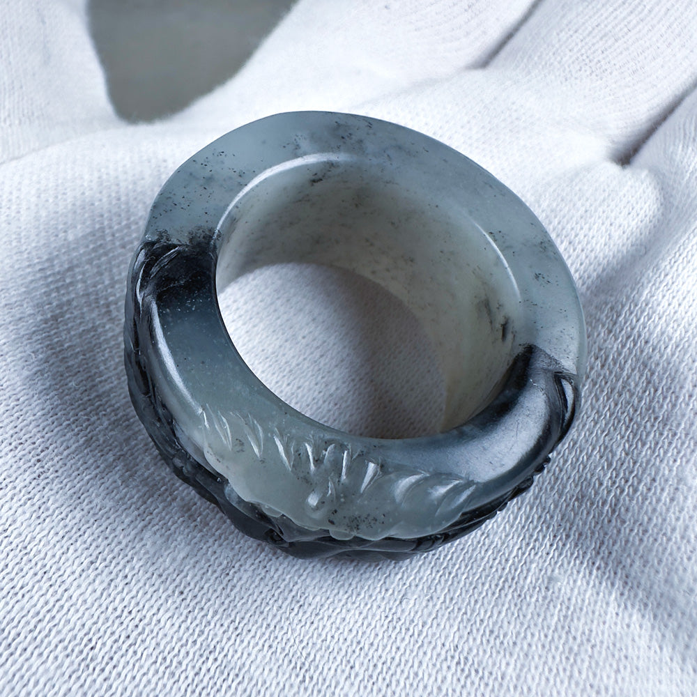 Qinghua Nephrite "Garuda" Thumb Ring 22.1mm