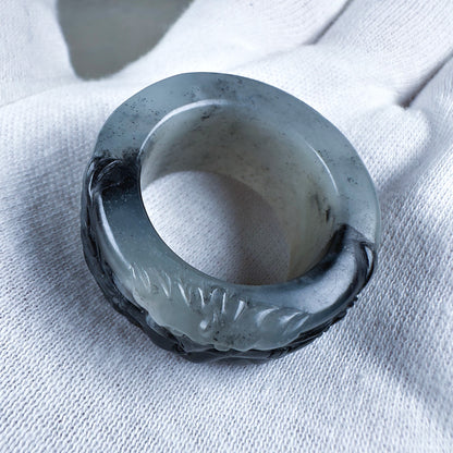 Qinghua Nephrite "Garuda" Thumb Ring 22.1mm