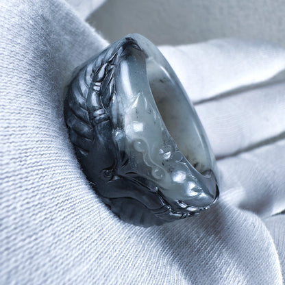 Qinghua Nephrite "Garuda" Thumb Ring 22.1mm