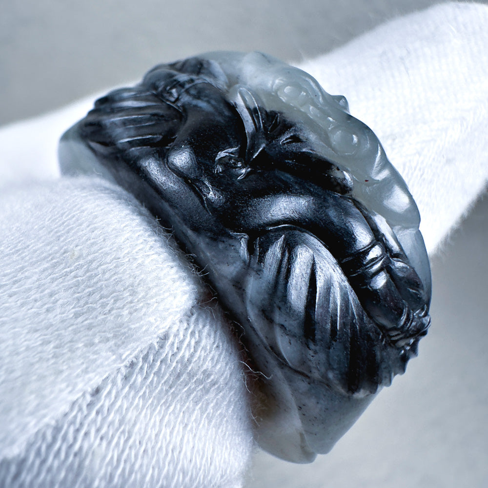Qinghua Nephrite "Garuda" Thumb Ring 22.1mm