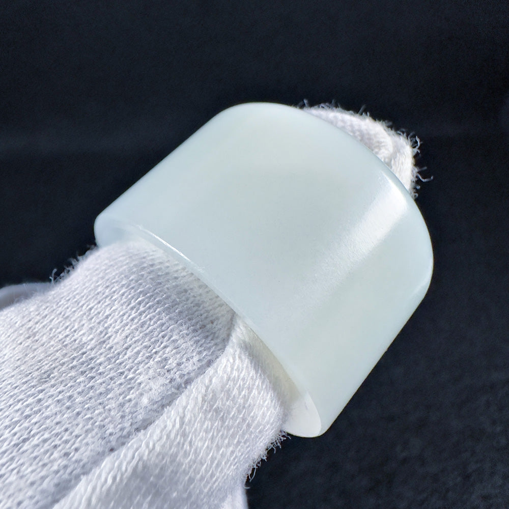 Russian White Nephrite Thumb Ring 20.2mm