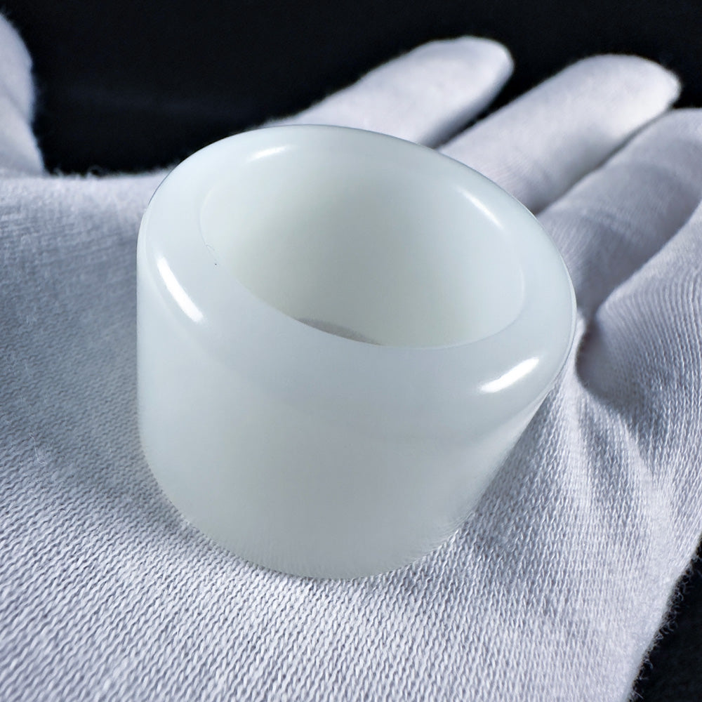 Russian White Nephrite Thumb Ring 22.1mm