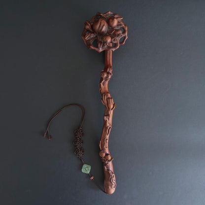 Pierced Boxwood Sceptre (Ruyi) - The Blessing of the Three Abundances 三多如意