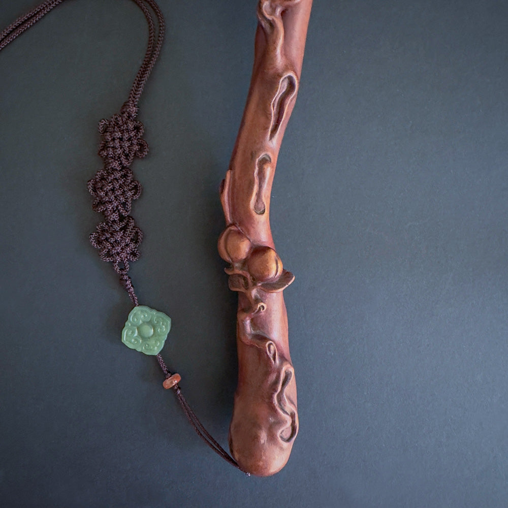 Pierced Boxwood Sceptre (Ruyi) - The Blessing of the Three Abundances 三多如意