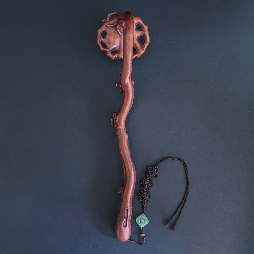 Pierced Boxwood Sceptre (Ruyi) - The Blessing of the Three Abundances 三多如意
