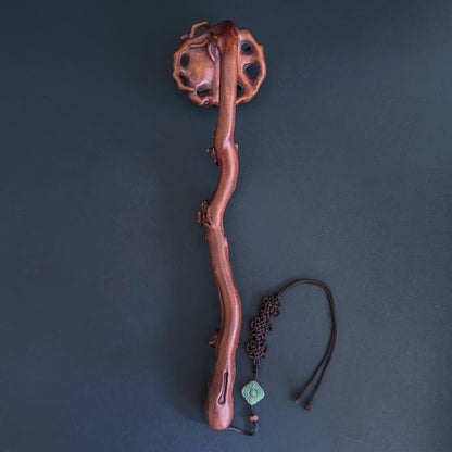 Pierced Boxwood Sceptre (Ruyi) - The Blessing of the Three Abundances 三多如意