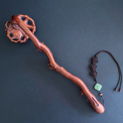 Pierced Boxwood Sceptre (Ruyi) - The Blessing of the Three Abundances 三多如意