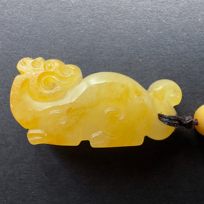 Yellow Nephrite Dragon Pendant 和田玉黄沁籽料青龙