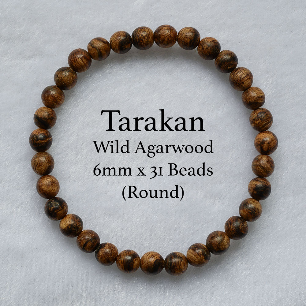 Wild Tarakan Agarwood Round Bracelet 6mm x 31 Beads