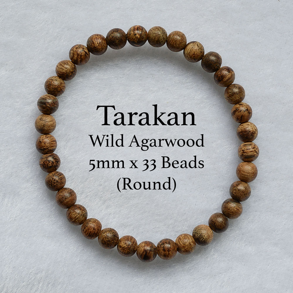 Wild Tarakan Agarwood Round Bracelet 5mm x 33 Beads