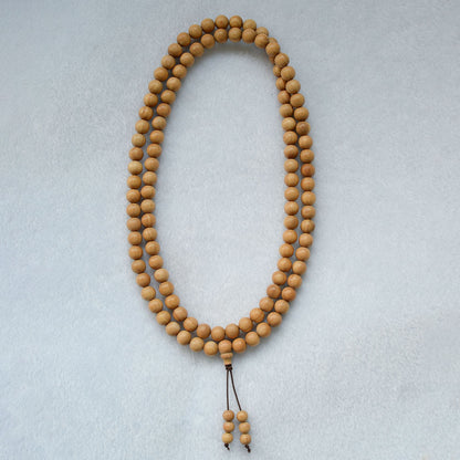 West Australian Old-Growth Santalum Spicatum Vertical Grain Mala 8mm × 108 Round Beads