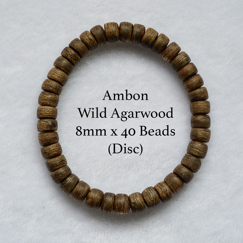 Wild Ambon Agarwood Disc Bracelet 8mm x 40 Beads