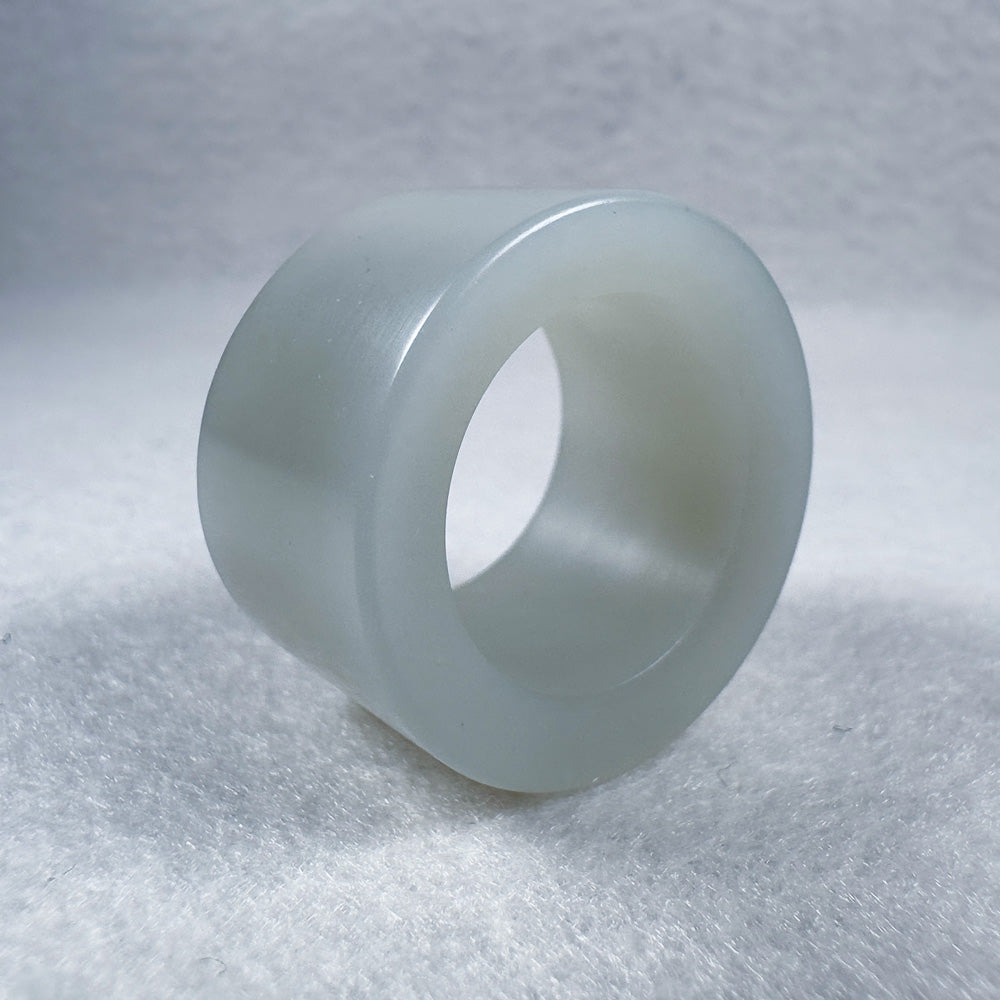 Hetian Qingbai Seed Nephrite Thumb Ring 21.1mm