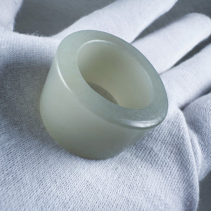 Hetian Qingbai Seed Nephrite Thumb Ring 21.1mm