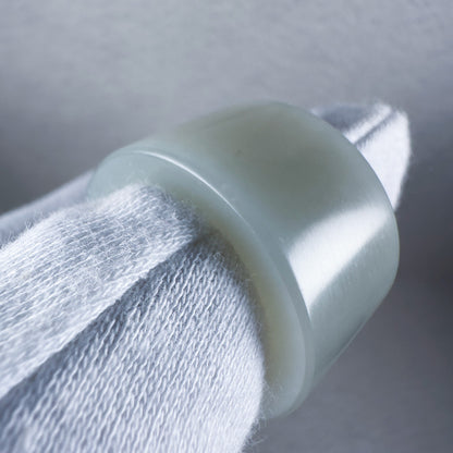 Hetian Qingbai Seed Nephrite Thumb Ring 21.1mm