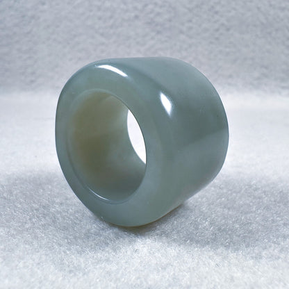 Hetian Qingyu Seed Nephrite Thumb Ring with Sprinkled Gold Skin 20.1mm