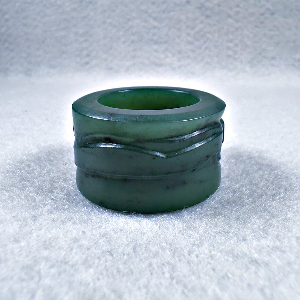 Green Nephrite "Rushing Waves" Thumb Ring 20.7mm