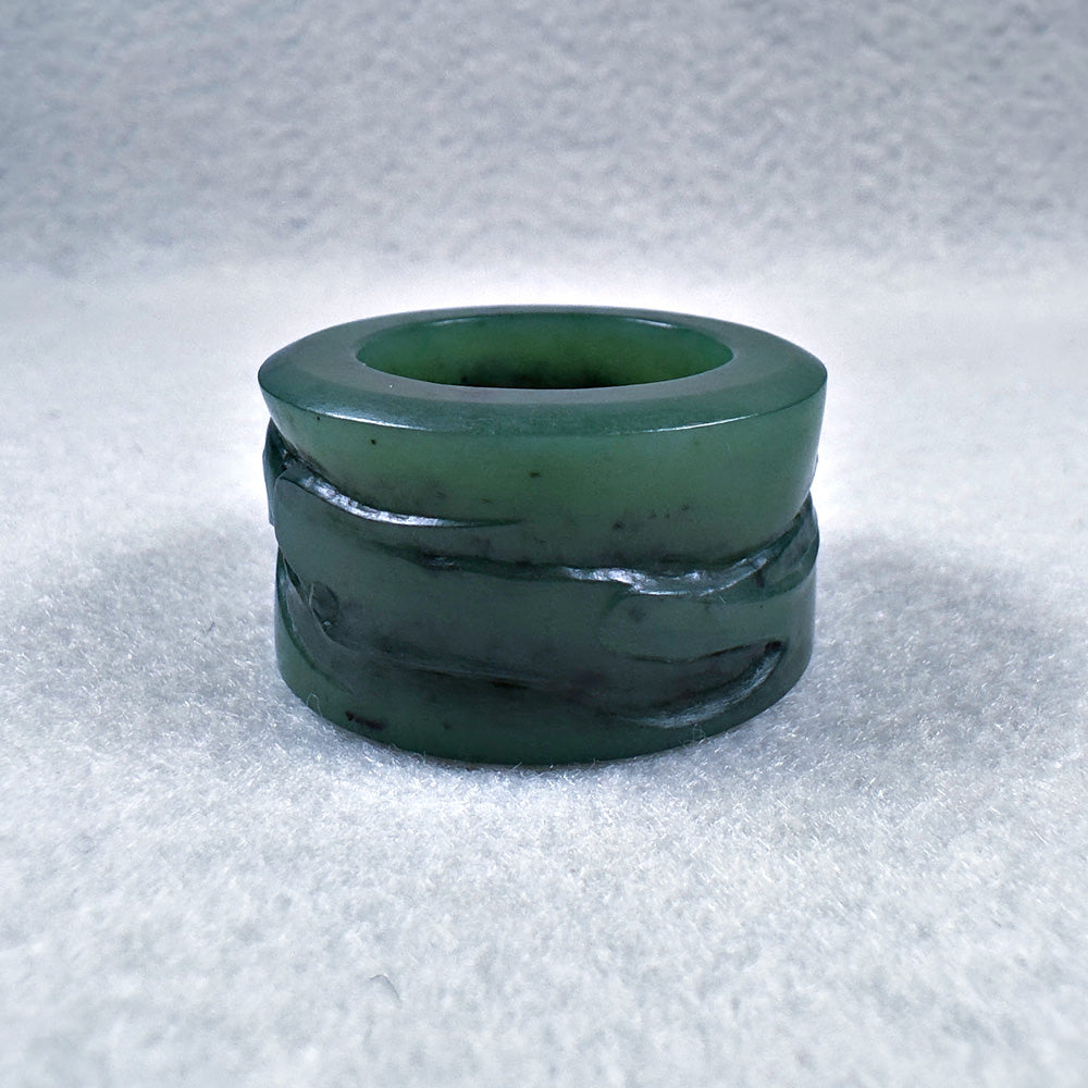 Green Nephrite "Rushing Waves" Thumb Ring 20.7mm